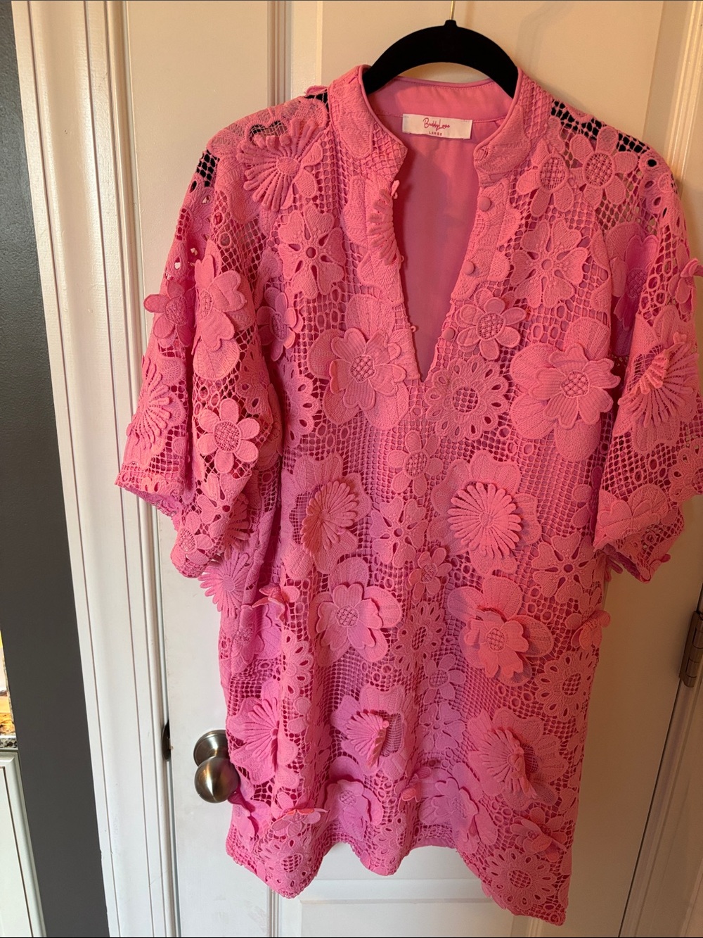 Buddy Love NWOT Pink Floral 3D Flowers crotchet Women's Dress